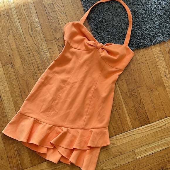 REVOLVE LIKELY Reyn Halter-Neck Dress Mandarin Orange Sun Size 10 - Picture 3 of 16